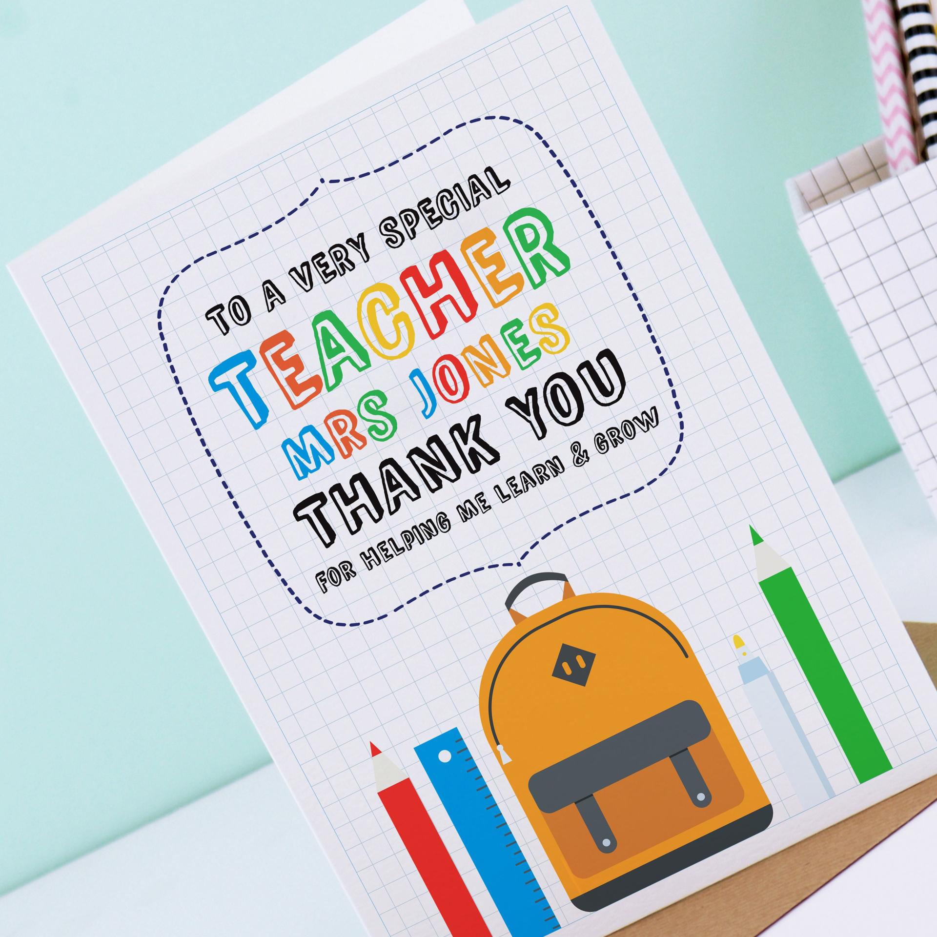 Teaching Assistant Card Personalised, Assistant Teacher Gift, Thank You Teacher, Teaching Assistant Gift, Thanks for Helping me Grow