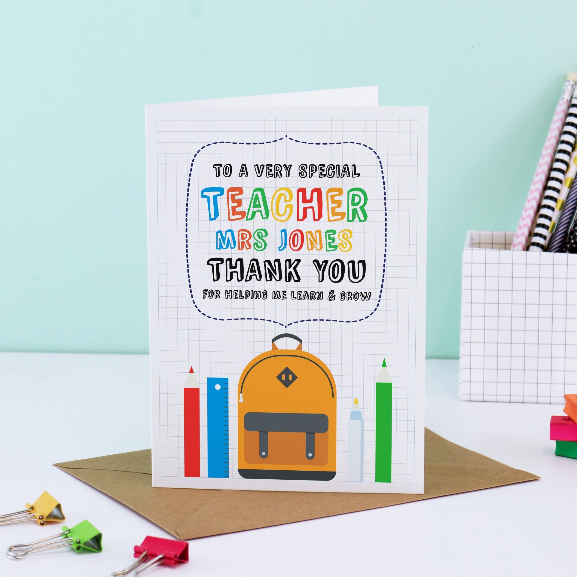Teaching Assistant Card Personalised, Assistant Teacher Gift, Thank You Teacher, Teaching Assistant Gift, Thanks for Helping me Grow