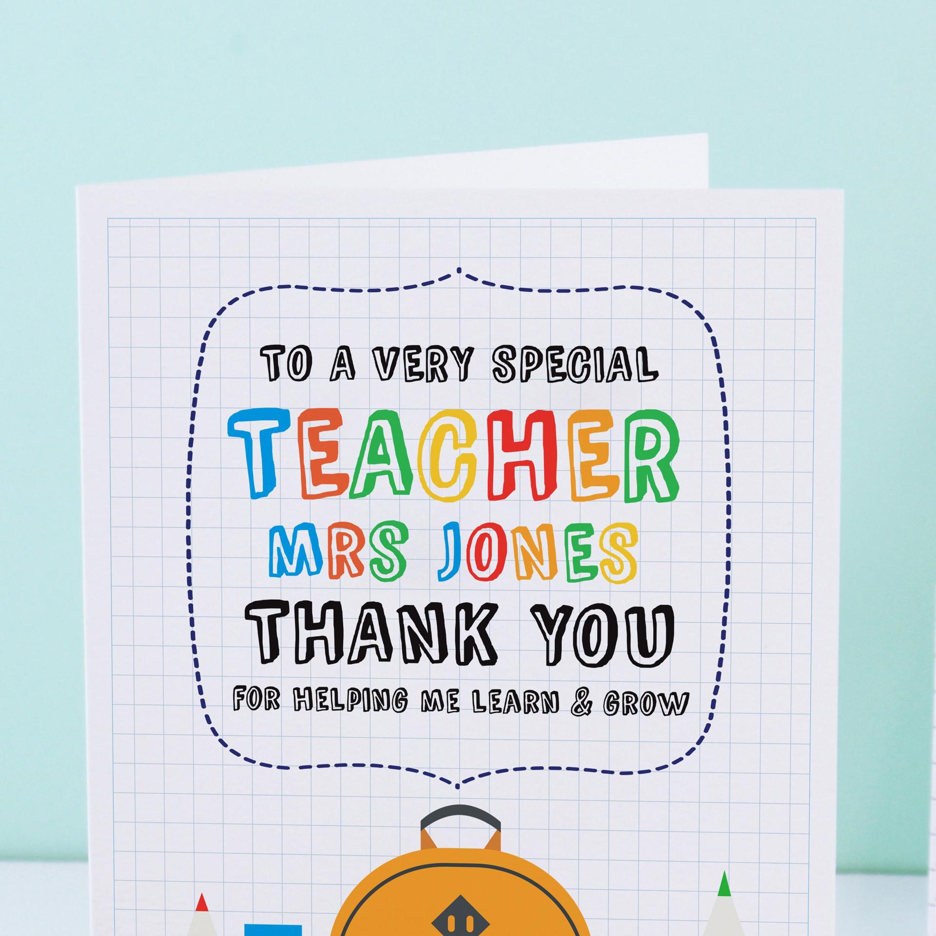 Teaching Assistant Card Personalised, Assistant Teacher Gift, Thank You Teacher, Teaching Assistant Gift, Thanks for Helping me Grow
