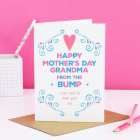 Grandma Mother's Day From The Bump, Grandma from bump card, Nanny to be card, Grandma Mother's day card, nanny mothers day, baby to be card