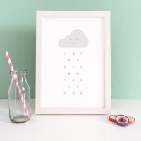 Baby Art Print, Pastel Rain Print, Baby Room, Weather, Room Decor, Nursery Wall Art, Children's Art