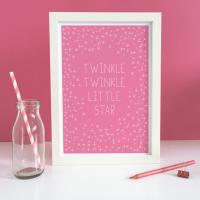 Twinkle Twinkle Little Star Print Pink, Nursery Ryhme Print, Pink Nursery Prints, Pink Nursery Decor, Pink Nursery Wall Art, Pink Baby room