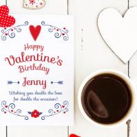 Birthday valentine card, valentine's birthday card, valentine birthday, birthday on valentines day card, card for him, card for her