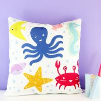 Nautical Nursery cushion, nautical kids room, Under the Sea Cushion, Sealife Nursery, Kids Nautical cushion, Seahorse Cushion, Ocean cushion