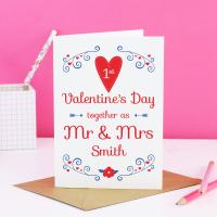 First Valentine's day married card, our first Valentine, Mr and Mrs Valentine, anniversary Valentine, marriage Valentines, husband Valentine