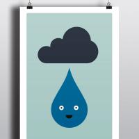 Baby Art Print, Raindrop, Weather, Room Decor, Nursery, Wall Art, Children's Art, Baby Room