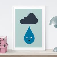 Baby Art Print, Raindrop, Weather, Room Decor, Nursery, Wall Art, Children's Art, Baby Room