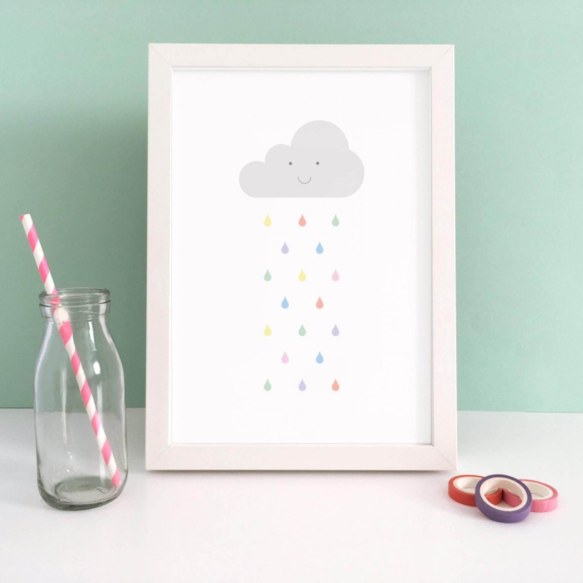 Baby Art Print, Pastel Rain Print, Baby Room, Weather, Room Decor, Nursery Wall Art, Children's Art