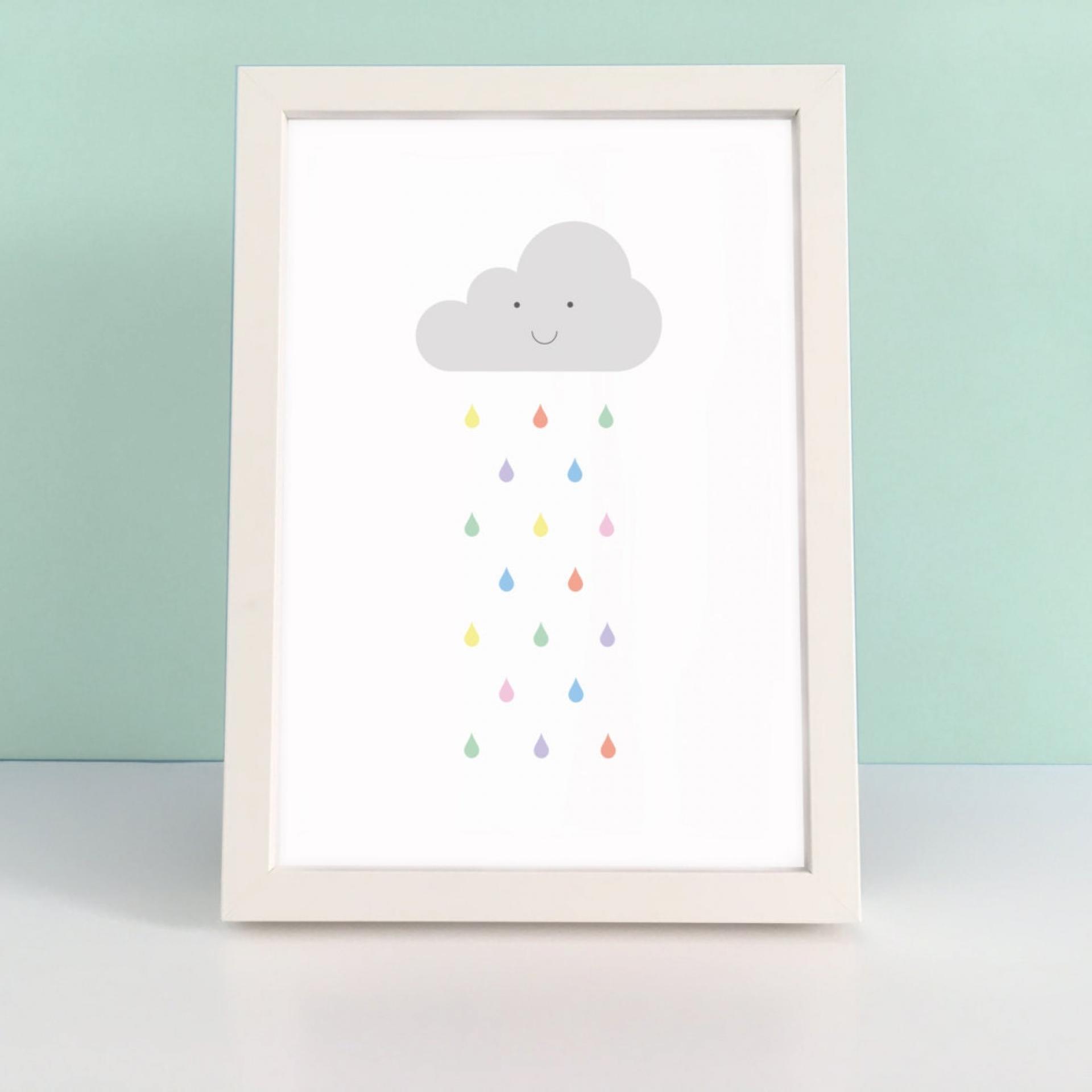 Baby Art Print, Pastel Rain Print, Baby Room, Weather, Room Decor, Nursery Wall Art, Children's Art