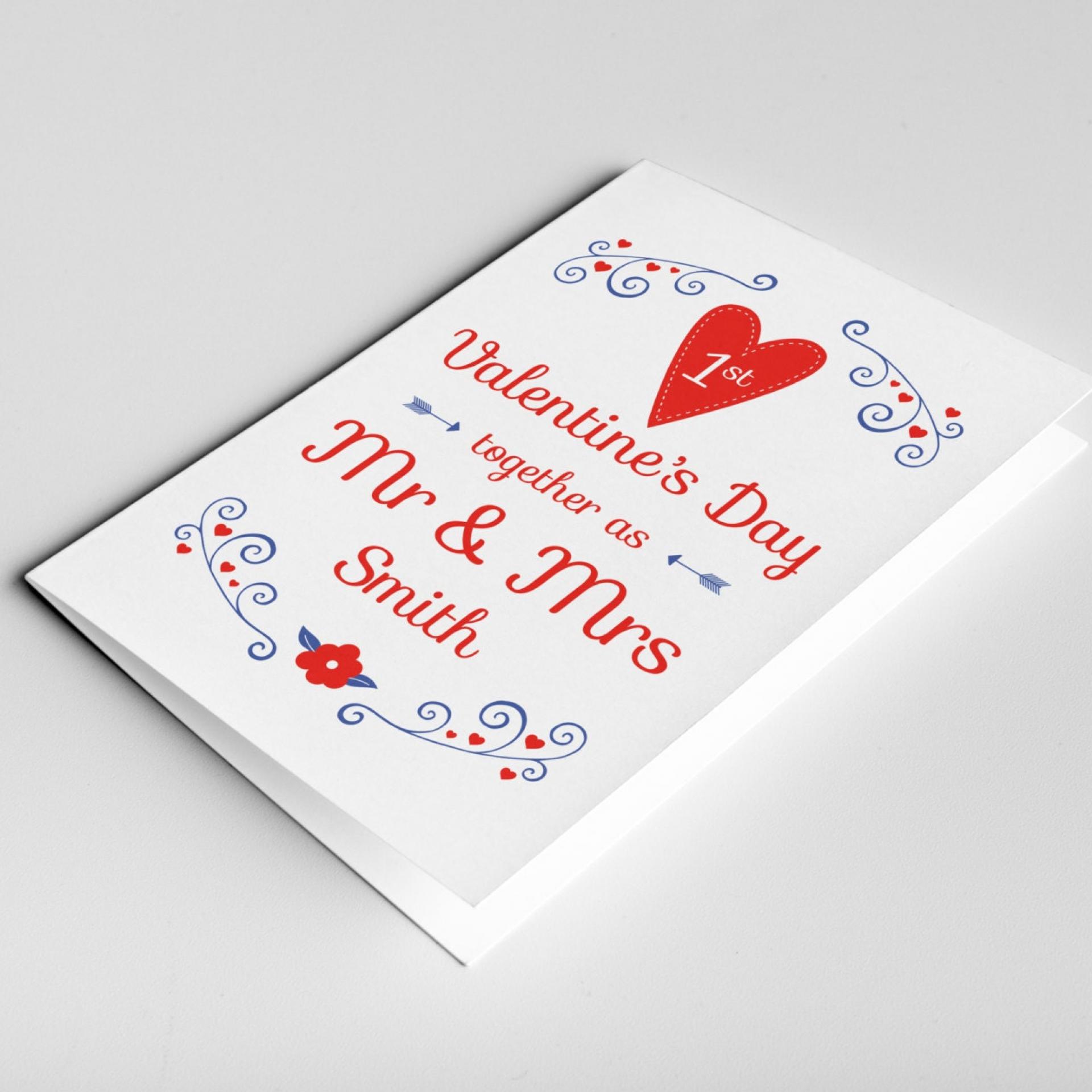 First Valentine's day married card, our first Valentine, Mr and Mrs Valentine, anniversary Valentine, marriage Valentines, husband Valentine