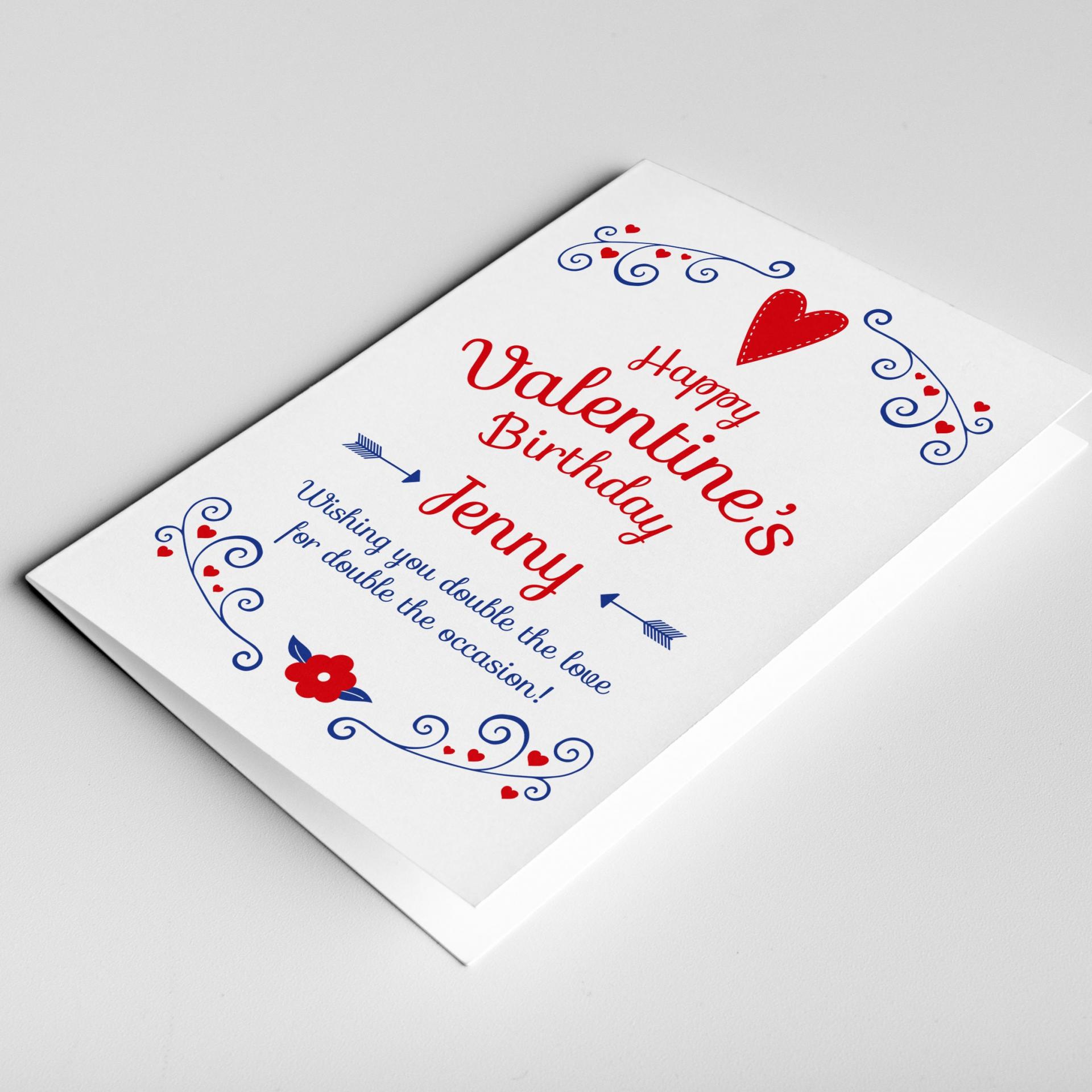 Birthday valentine card, valentine's birthday card, valentine birthday, birthday on valentines day card, card for him, card for her