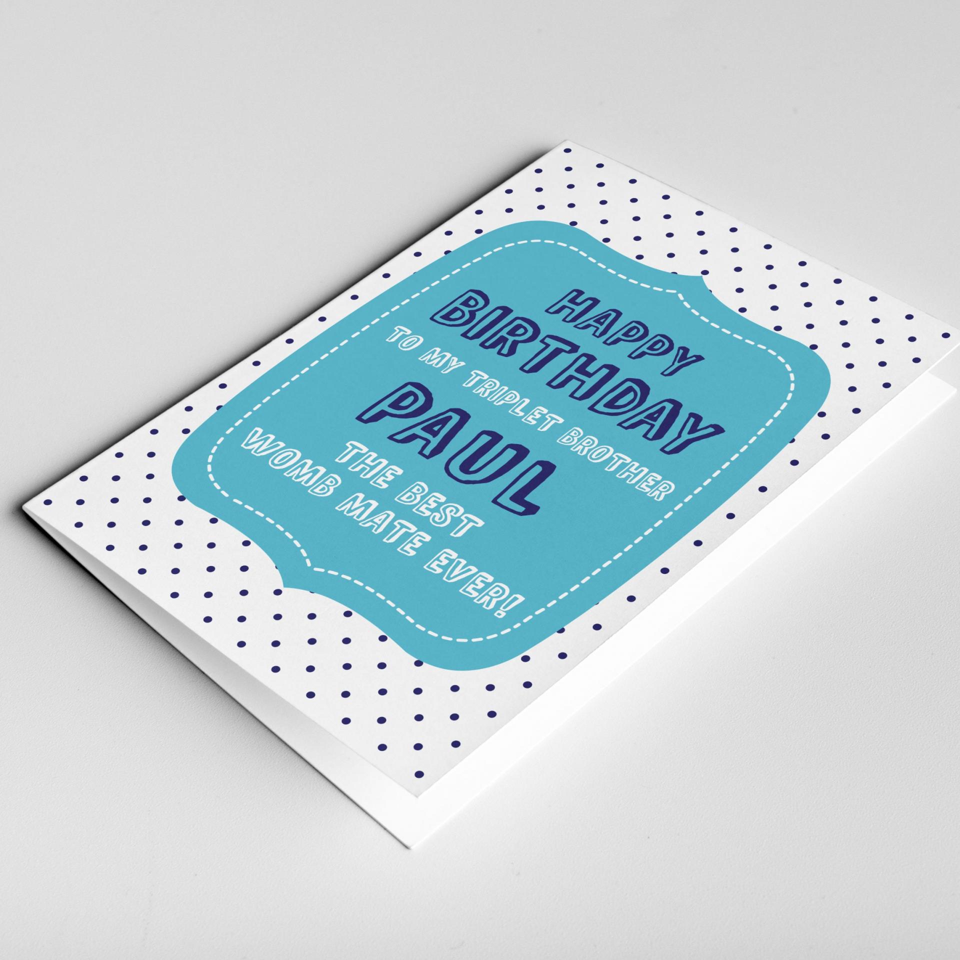 Triplet Brother Birthday Card, Triplet Brother Card, Triplet Birthday Card, Womb Mates Card, Triplets Card, Funny Triplet Card, For Triplets