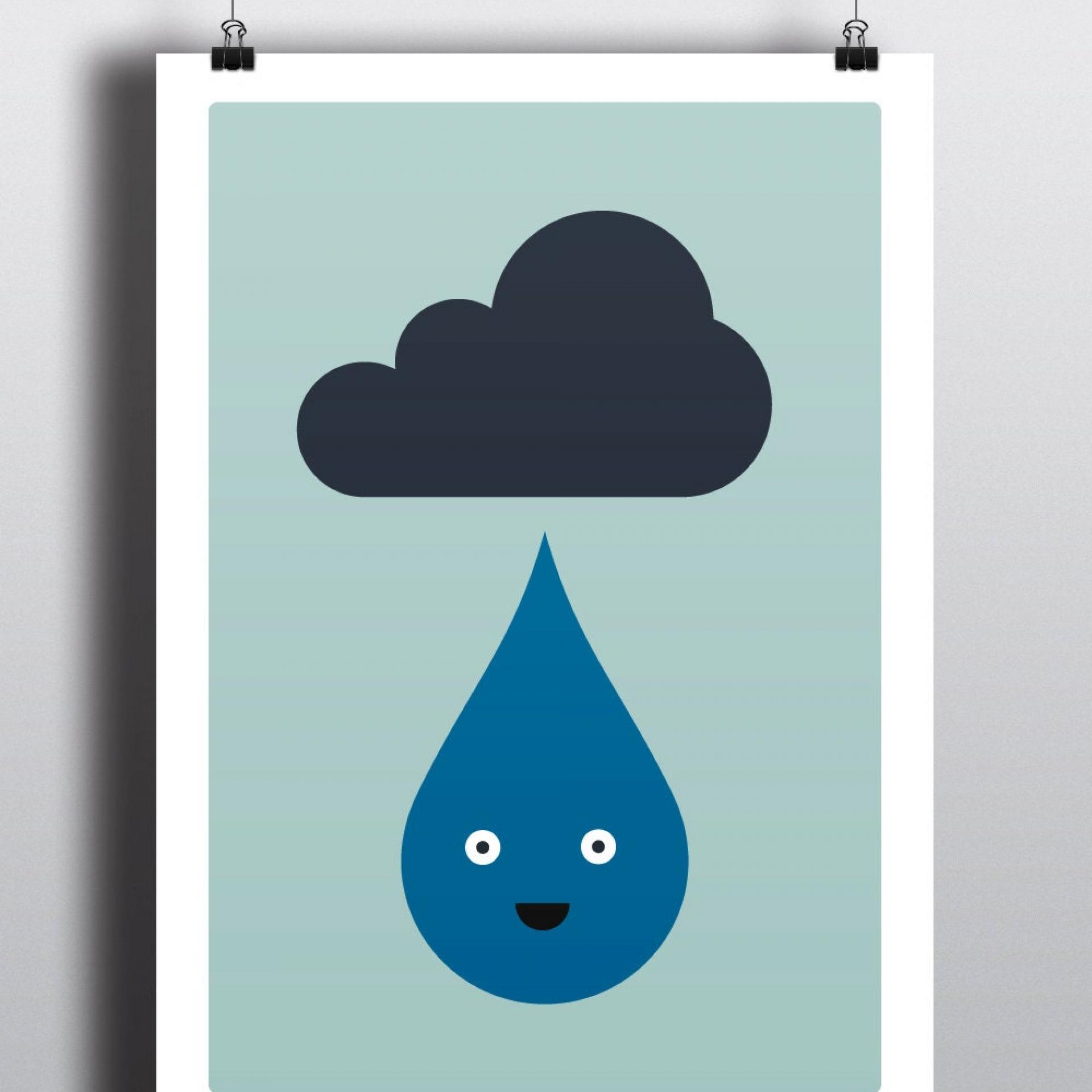 Baby Art Print, Raindrop, Weather, Room Decor, Nursery, Wall Art, Children's Art, Baby Room