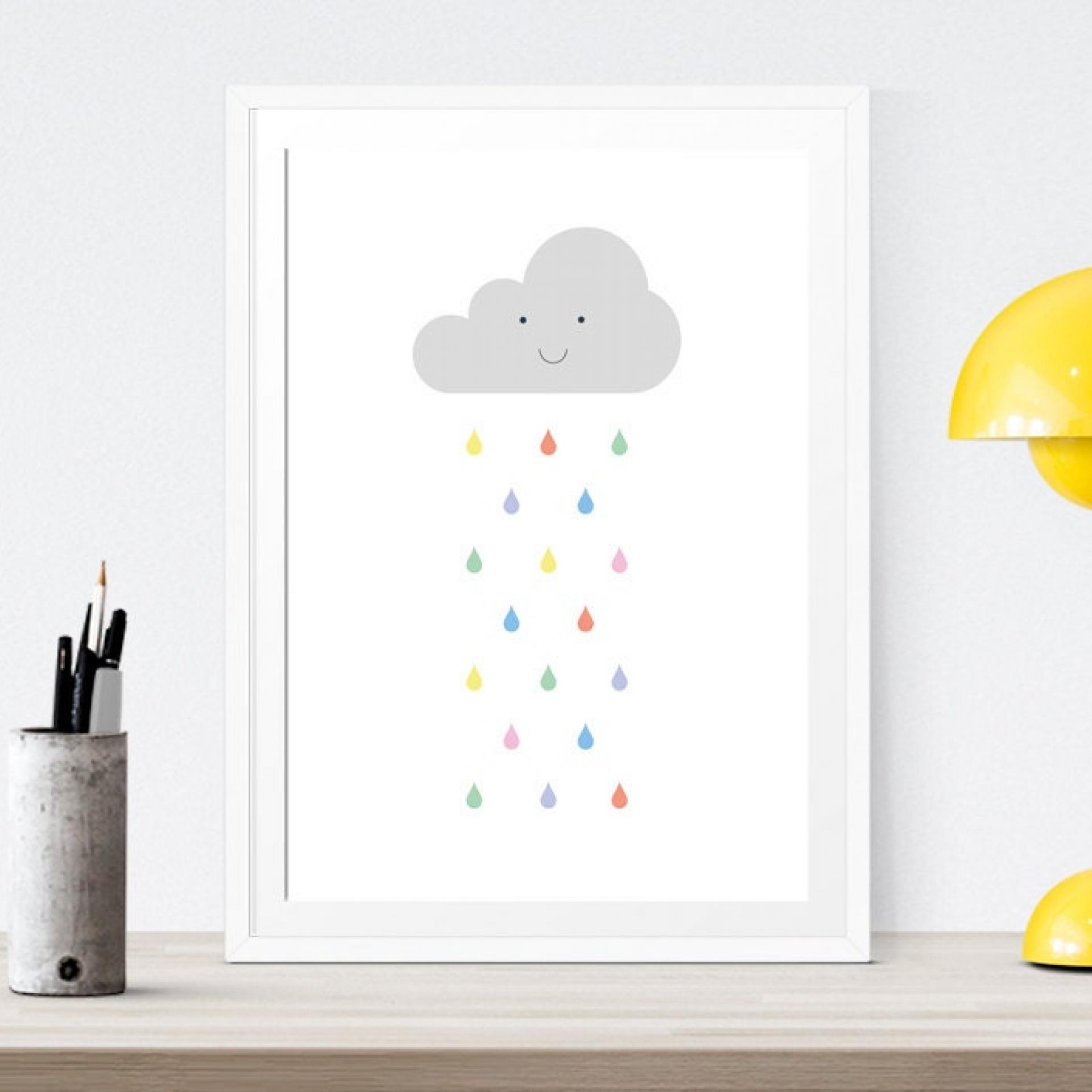 Baby Art Print, Pastel Rain Print, Baby Room, Weather, Room Decor, Nursery Wall Art, Children's Art