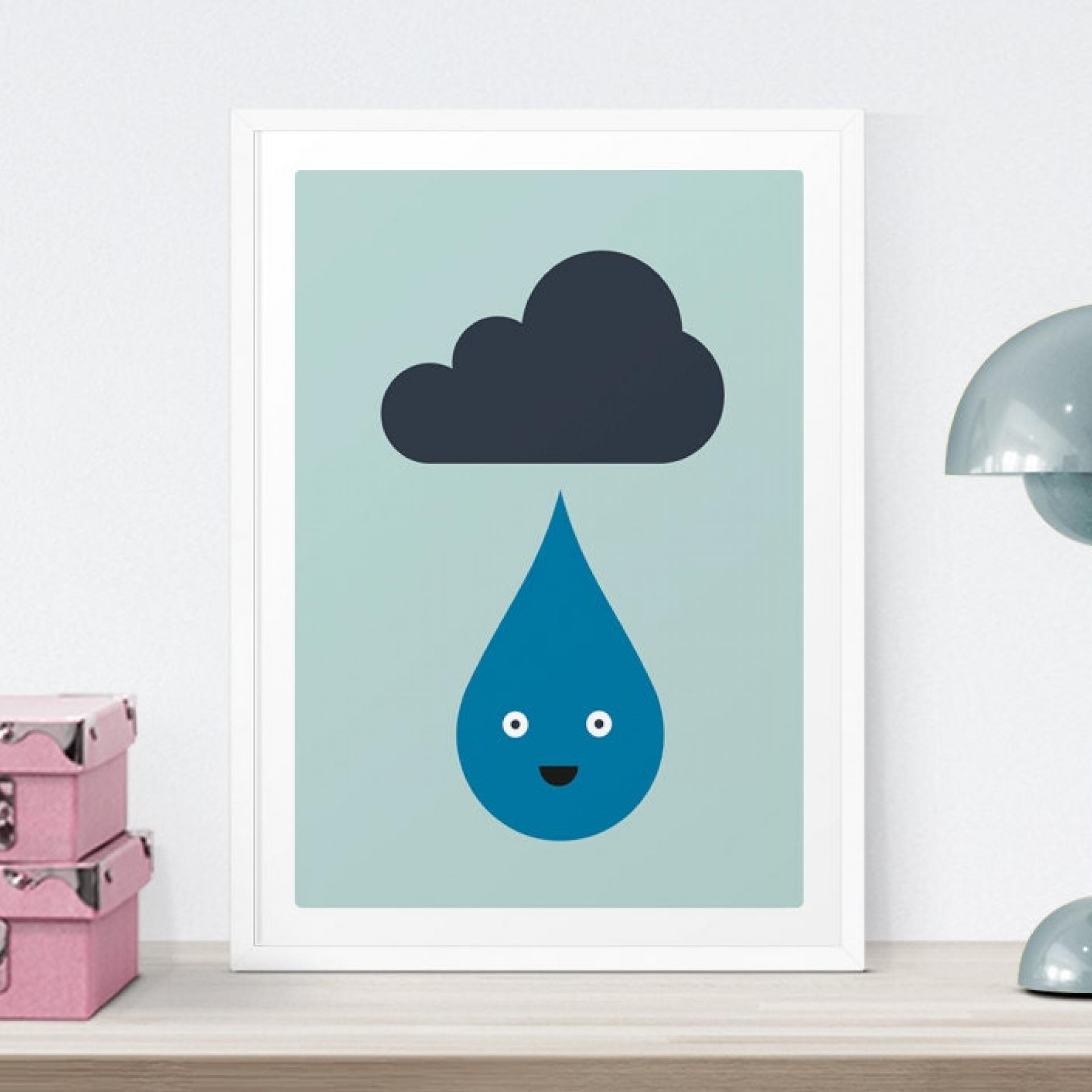 Baby Art Print, Raindrop, Weather, Room Decor, Nursery, Wall Art, Children's Art, Baby Room
